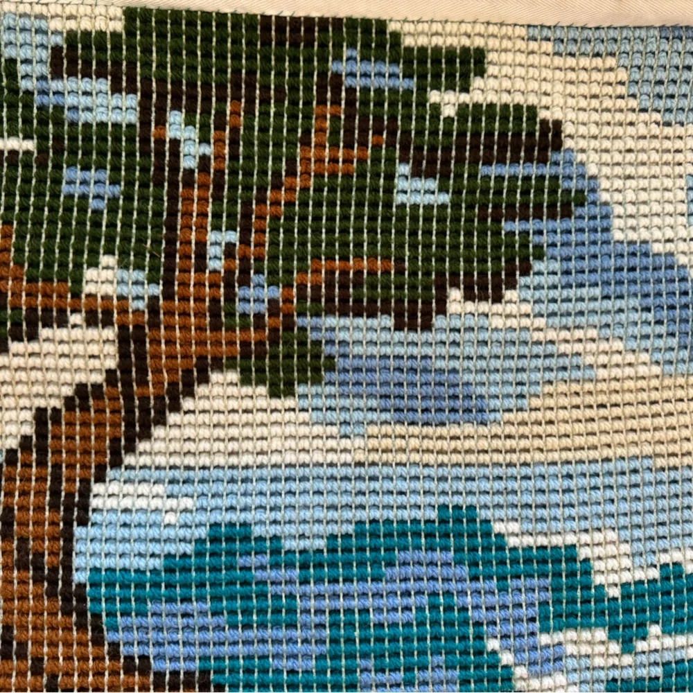 Hook Rug Handmade Scenery with Tree Design- Vintage Boho 27x18